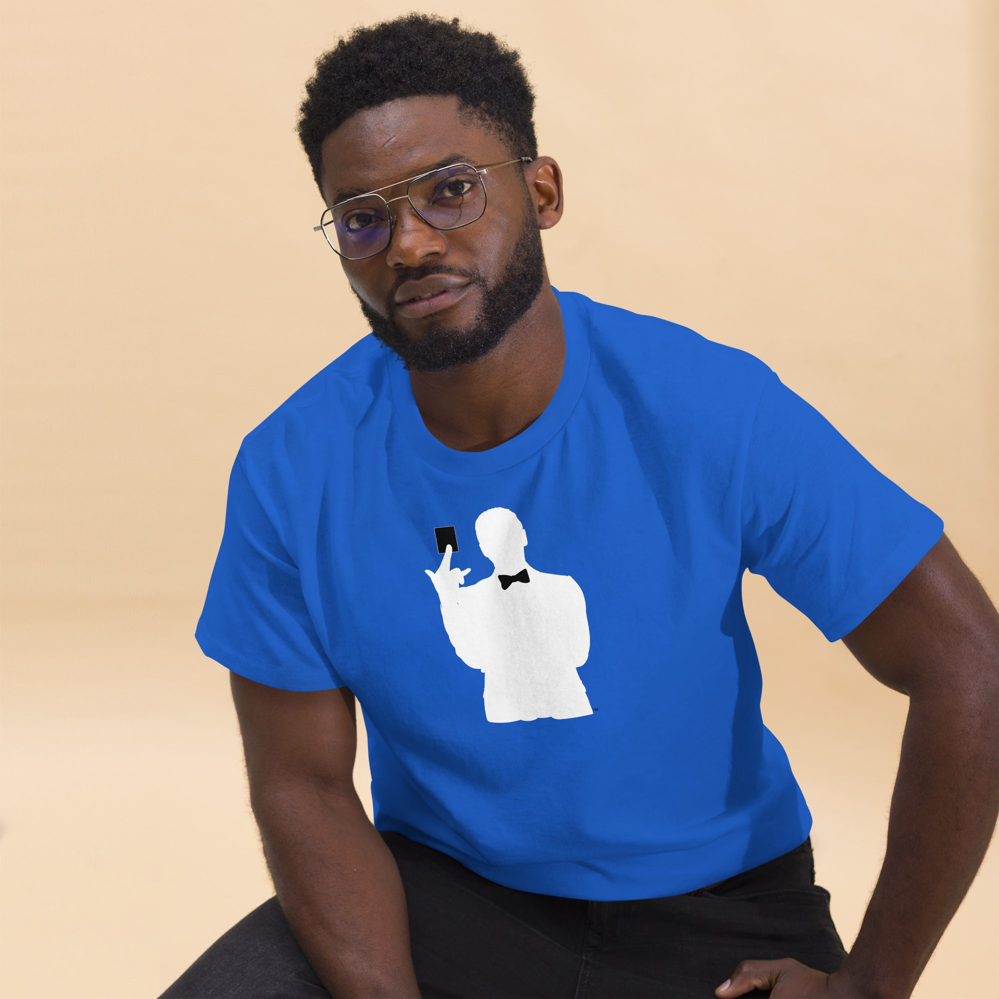 "Exactly How It's `Posed to Be" Men's White Silhouette Logo T-Shirt